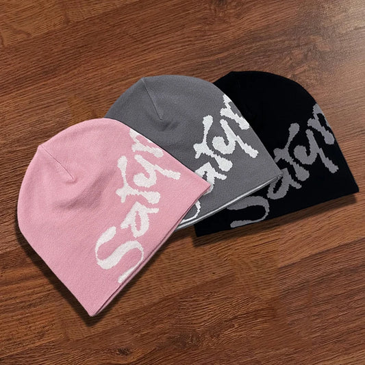 Spring Letter Pattern Knitted Hat  Hoodie Unisex Streetwear