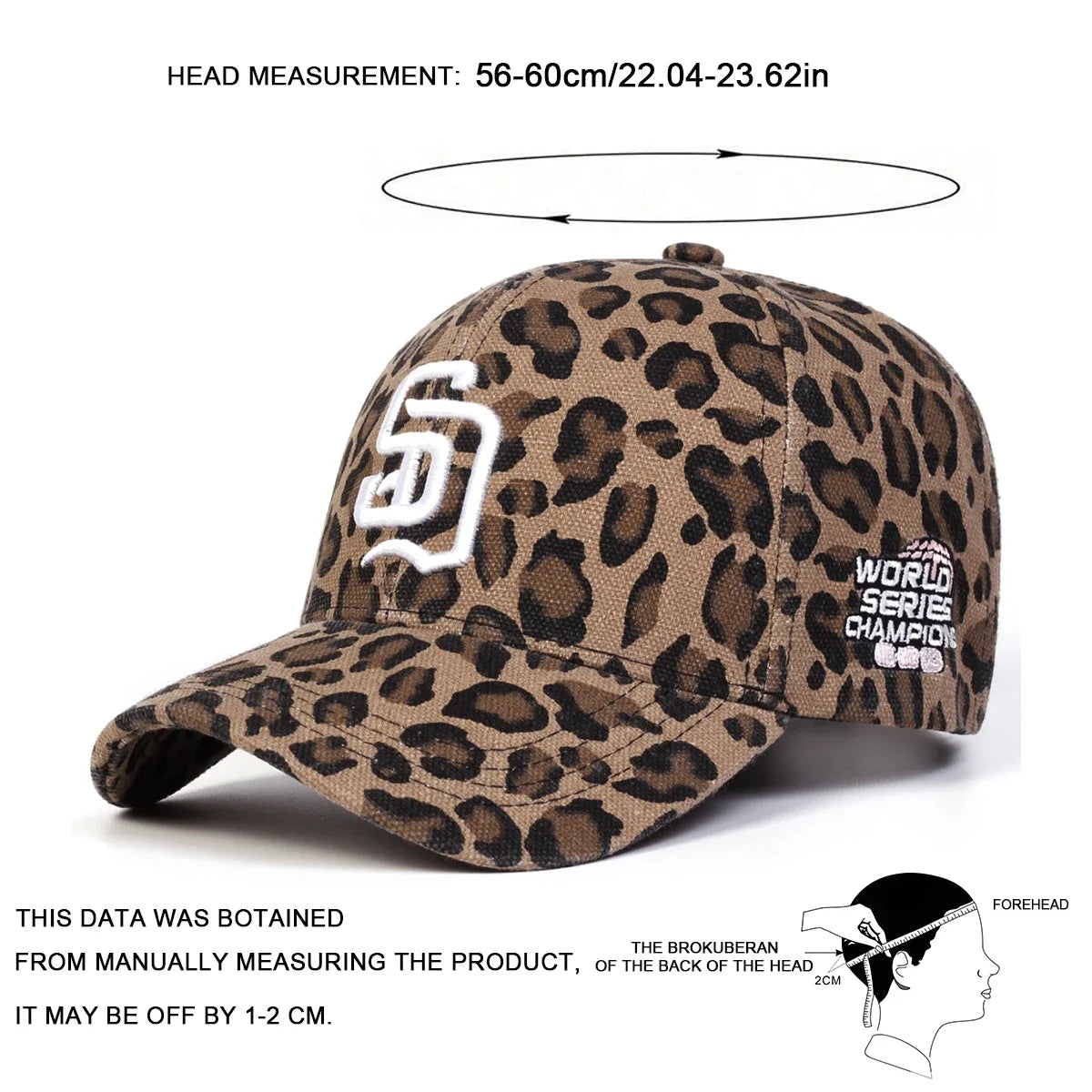 Unisex SD Letter Embroidery Leopard Print Baseball Cap