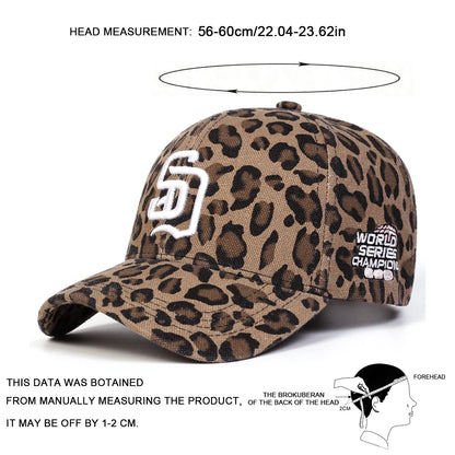 Unisex SD Letter Embroidery Leopard Print Baseball Cap