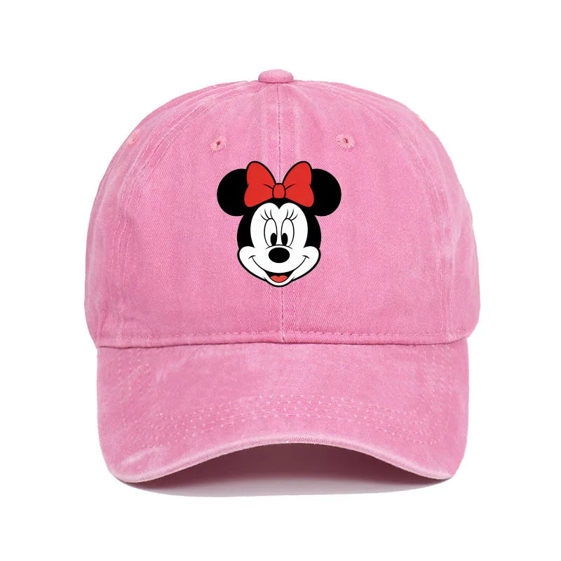 Unisex Vintage Washed Mickey Minnie Print Baseball Cap for Men Women
