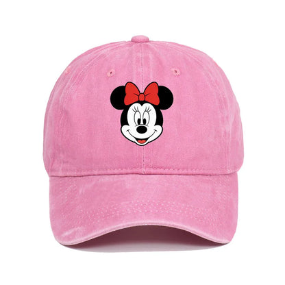 Unisex Vintage Washed Mickey Minnie Print Baseball Cap