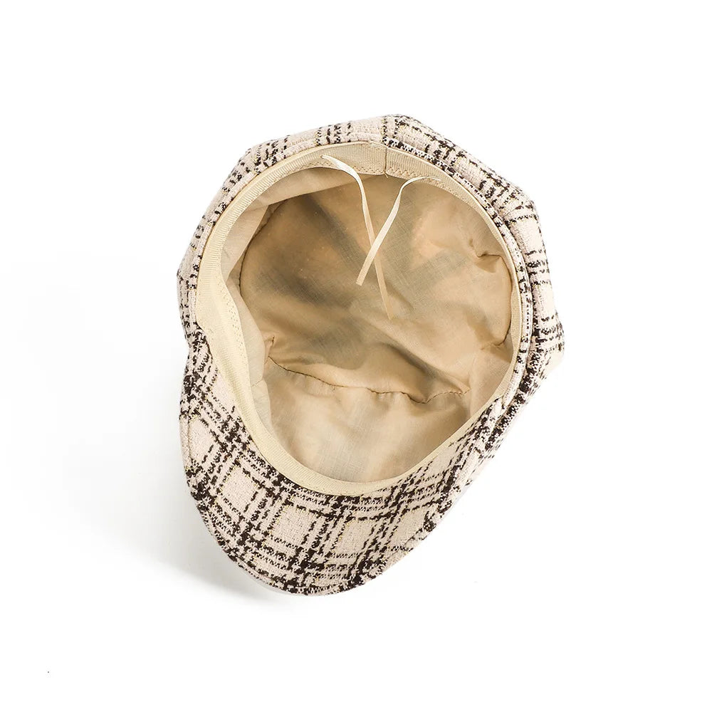 New Women Fashion Plaid Berets Hat Women