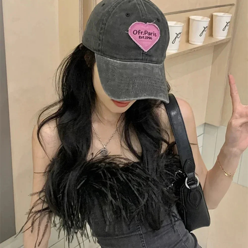 Heart Letter Embroidery Baseball Cap For Women