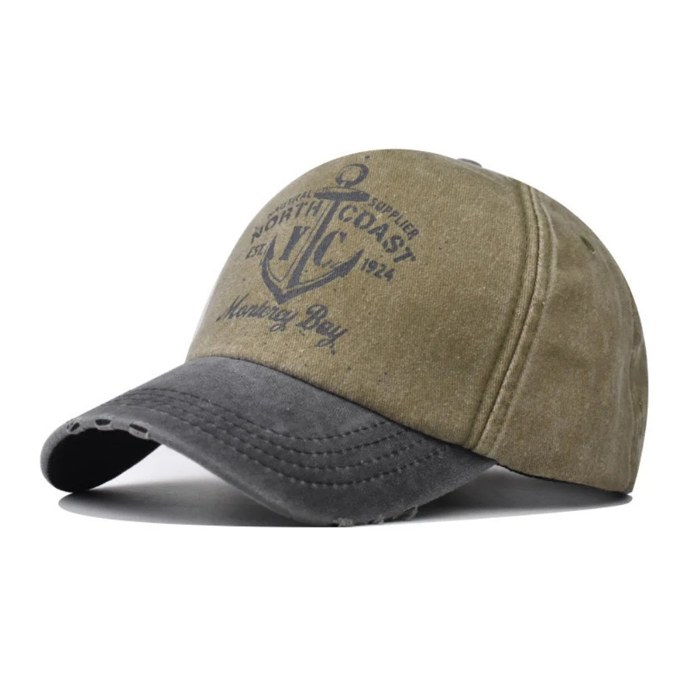 Retro Washed Letter Print Cap Outdoor Sports Baseball Cap