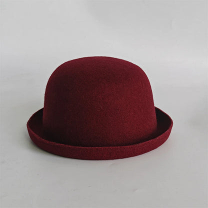 New Outdoor Fedora Pure Color 100% Wool Jazz Hat Wide Brim Ladies Elegant Round Hat