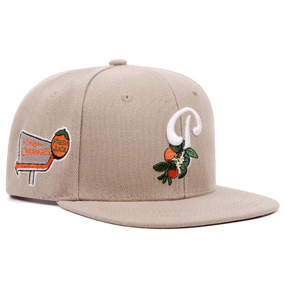 Flat Edge Hat P Leaf Fruit Embroidery Outdoor Leisure Sunshade Hat Snapback Hat
