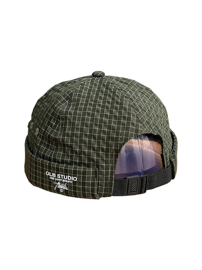 Plaid Quick-Dry Melon Cap Embroidered Dome Trendy Hip-Hop Hat For Men