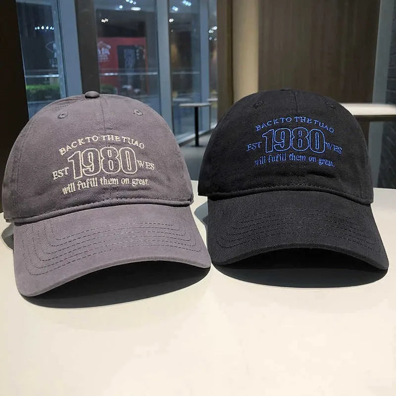 Fashion Solid Color Baseball Hat for Women Cotton Letter Embroidery