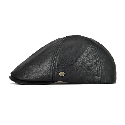 Lambskin Leather Ivy Newsboy Caps 6 Panel Cabbie Beret Hat