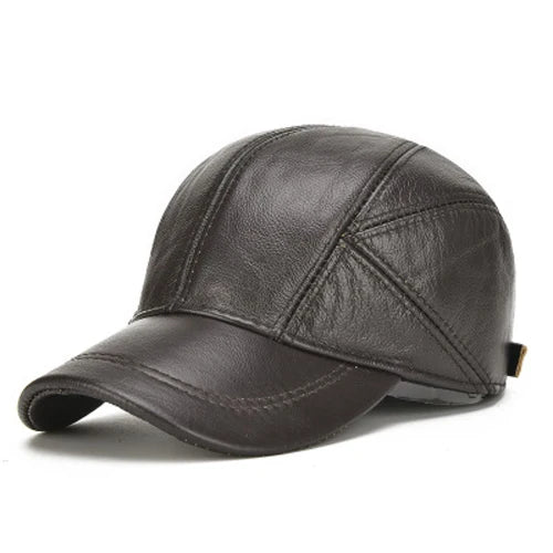 Men's 2026 Casual Real Leather Earflap Cap Men