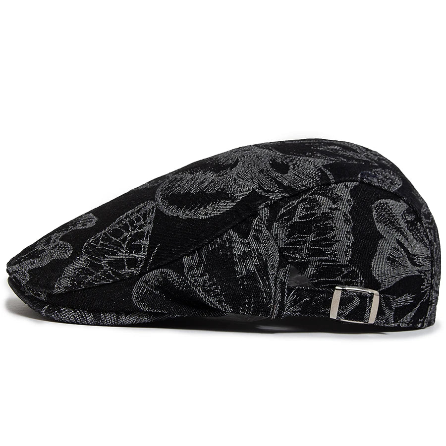 Vintage Denim Prints Butterfly Berets Women Newsboy Cap