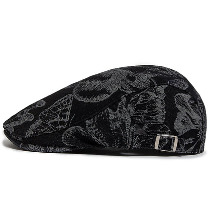 Vintage Denim Prints Butterfly Berets Women Newsboy Cap