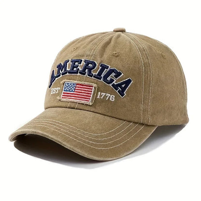Vintage USA Flag Embroidered Baseball Cap