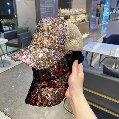 Colorful Sequin Breathable Mesh Baseball Cap