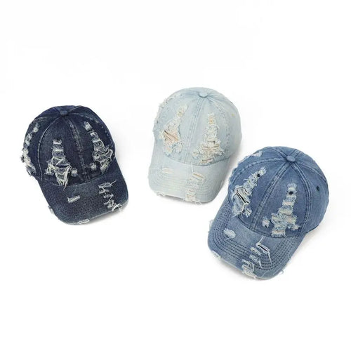 American Retro Washed Denim Distressed Baseball Cap