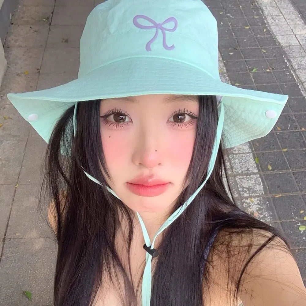 Spring Summer Bucket Hat Sunscreen Solid Color Fishing Caps