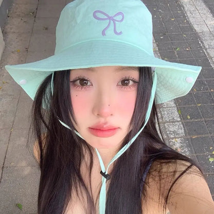 Spring Summer Bucket Hat Sunscreen Solid Color Fishing Caps