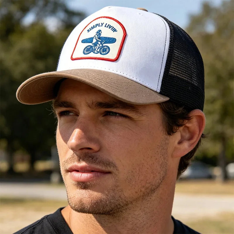 New Unisex Embroidered Trucker Hat For Men Curved Front Half Mesh Baseball Cap Patch Logo Breathable Mesh Back