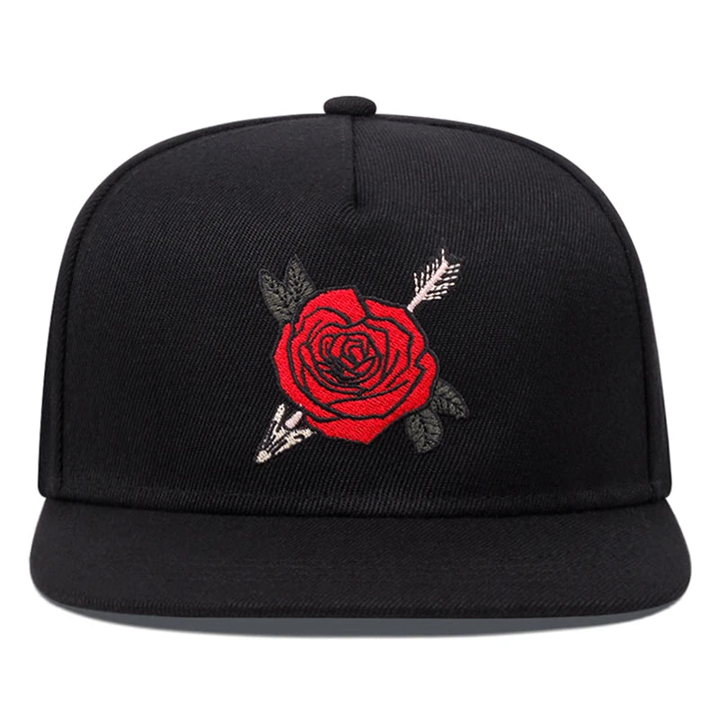 Fashion New Flat Edge Hat Rose Letter Embroidered Baseball Hat Daily Sunshade Hat Unisex Hip Hop Hat