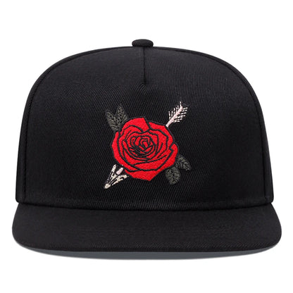 Fashion New Flat Edge Hat Rose Letter Embroidered Baseball Hat Daily Sunshade Hat Unisex Hip Hop Hat