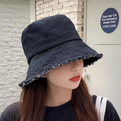Style Denim Summer Sun Hat Foldable Cotton Reversible Fisherman Hat