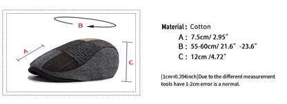 New Vintage Wool Patchwork Beret Men Autumn Winter Warm Newsboy Hat