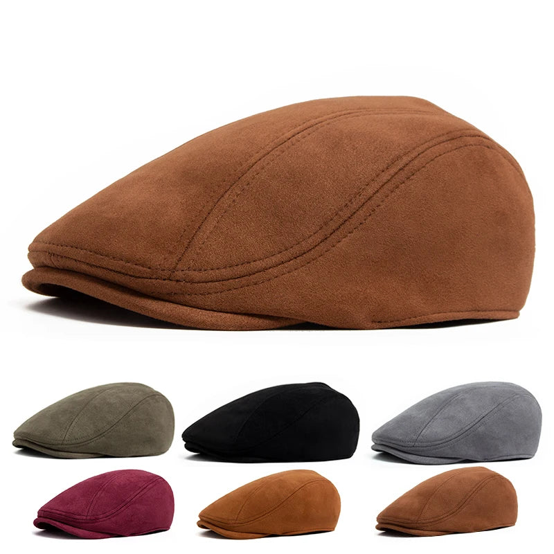 New Suede Autumn Winter Beret Fashion Vintage Men Women Newsboy Hat
