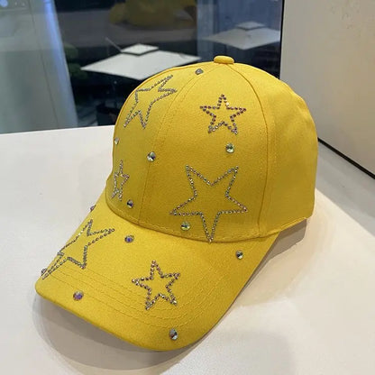 Women's Baseball Cap Five Pointed Star Inlaid Diamond Sun Hat