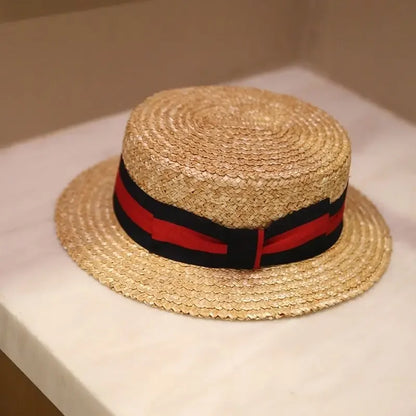 British Striped Natural Straw Hat European And American