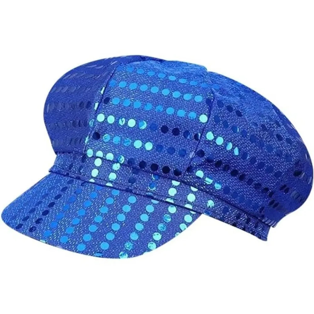 Retro Glitter Bling Costume Hat Sequin Dress Up Hat Beret Newsboy Cap