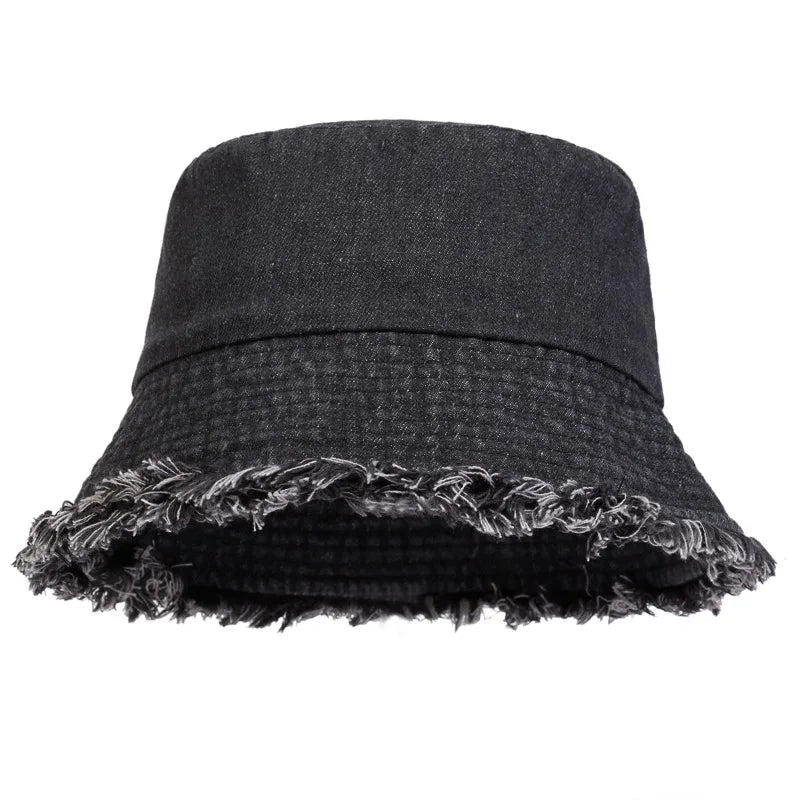 Neutral Denim Bucket Hat Fashionable Sun Protection Caps