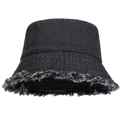 Neutral Denim Bucket Hat Fashionable Sun Protection Caps