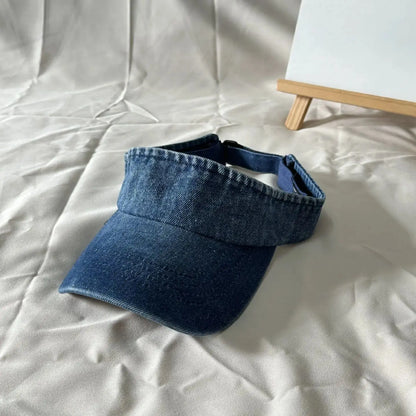 Denim Cloth Empty Top Hat Women Men Unisex Retro Visor Cap
