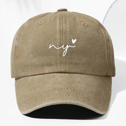 Small Heart Print Washed Vintage Baseball Cap Fashion Men Women Sun Hat