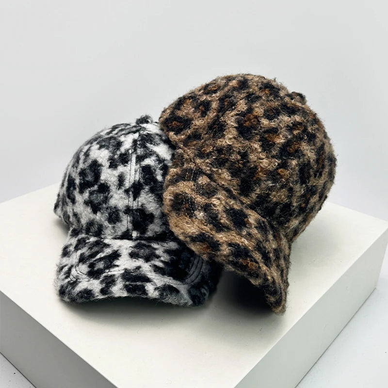 Check Leopard Print Baseball Hats Sunshade Retro Warm