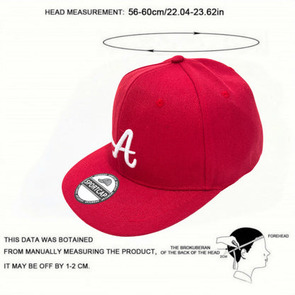 Letter A Embroidered Flat Brim Snapback Cap
