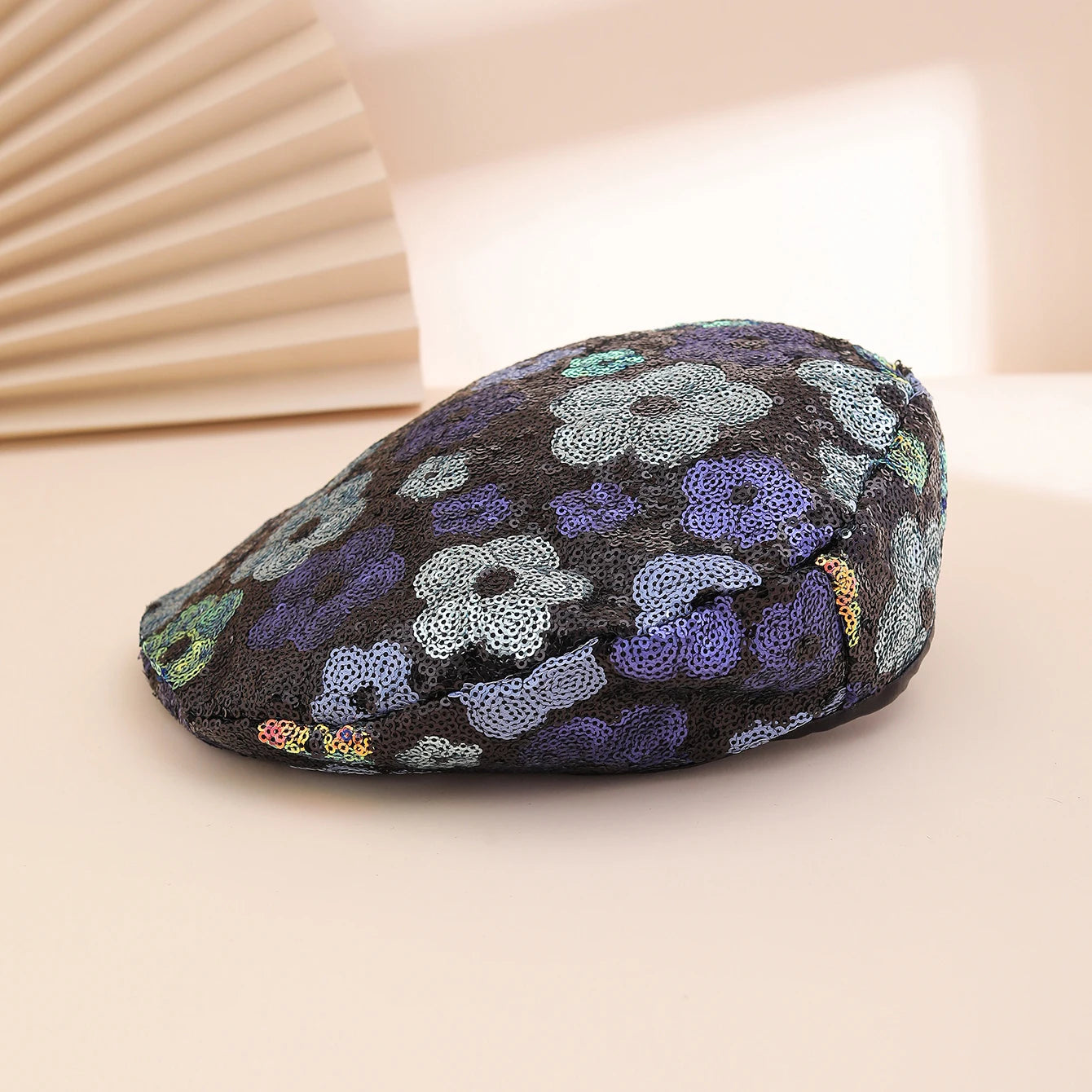 The Colorful Sequined Flowers The Elegant And Artistic Style Of The Beret