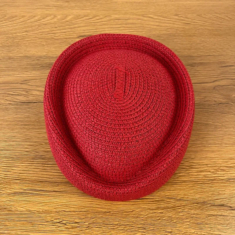 Airline Stewardess Flight Attendant Vintage Pillbox Hat Fashion Summer Straw Beret Hat