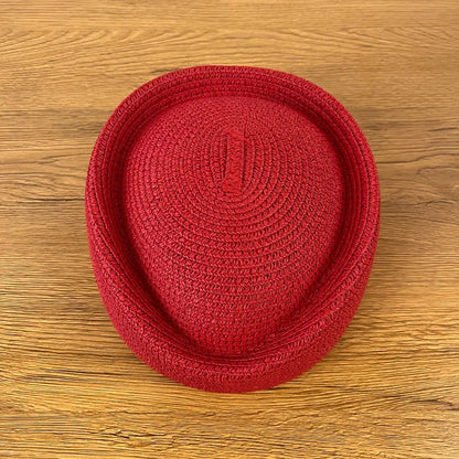 Airline Stewardess Flight Attendant Vintage Pillbox Hat Fashion Summer Straw Beret Hat