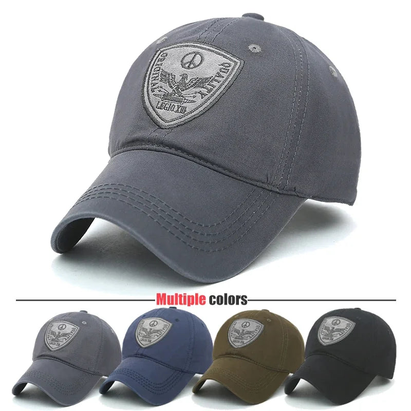 Fashion Classic Soft Top Embroidery Patch Washable Military Cadet Hat Unisex Cotton Outdoor Sport Casual Baseball Cap