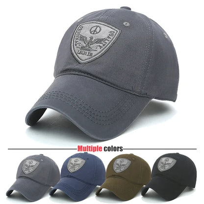 Fashion Classic Soft Top Embroidery Patch Washable Military Cadet Hat Unisex Cotton Outdoor Sport Casual Baseball Cap