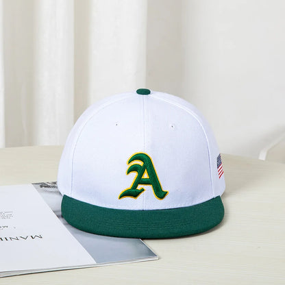 Hip Hop Style Baseball Cap With A Flat Top Color Patching Letter Embroidery Suitable For Both