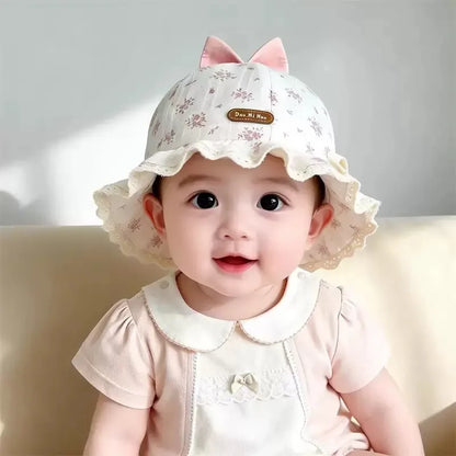 2026 New Baby Hat Spring Autumn Thin Butterfly Knot Floral Fisherman Cap