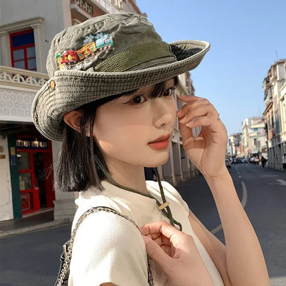 Retro Washed Cotton Fisherman Caps for Women