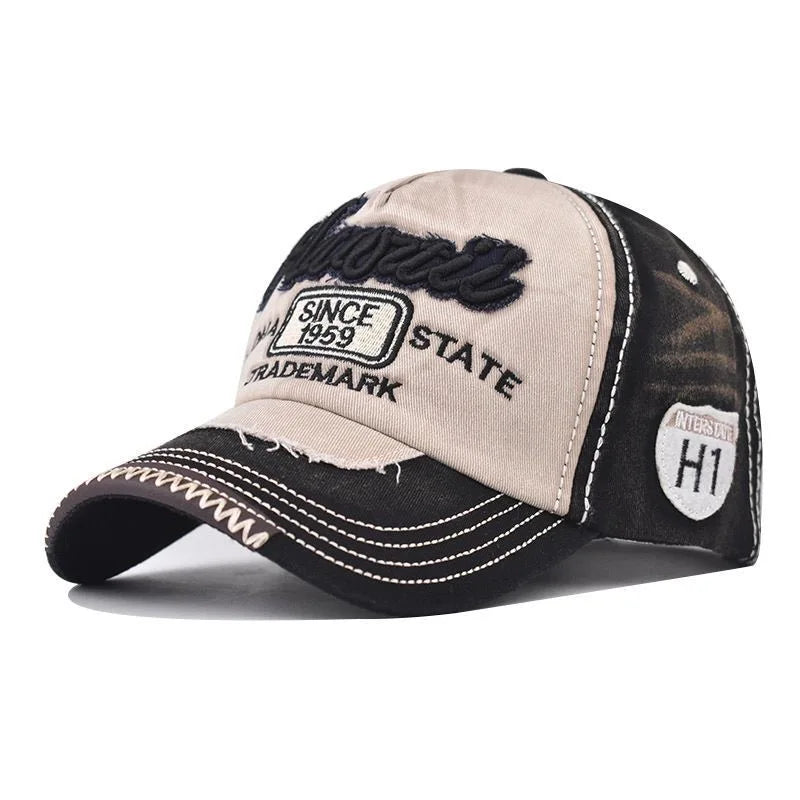 Unisex Washed Cotton Cap 1959 Letter Embroidery Vintage Baseball Cap Men Women