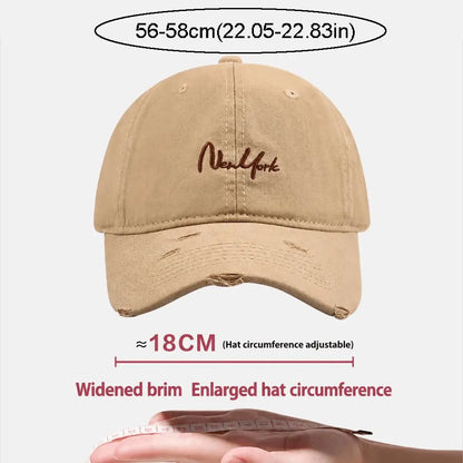 Adjustable New York Baseball Cap Cursive Embroidery Deep Crown Dad Hat