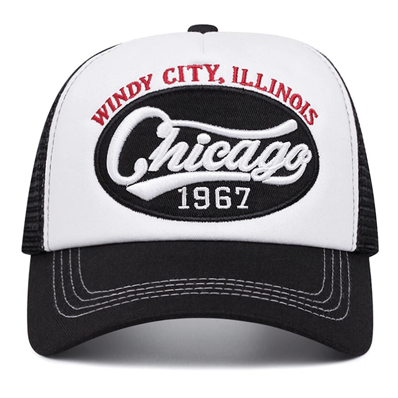 Chicago 1967 Letter Embroidered Sponge Baseball Cap, Men's and Women's