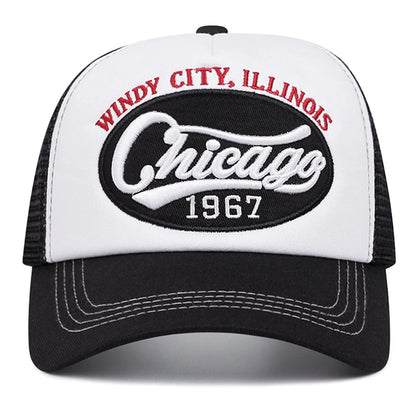 Chicago 1967 Letter Embroidered Sponge Baseball Cap, Men's and Women's