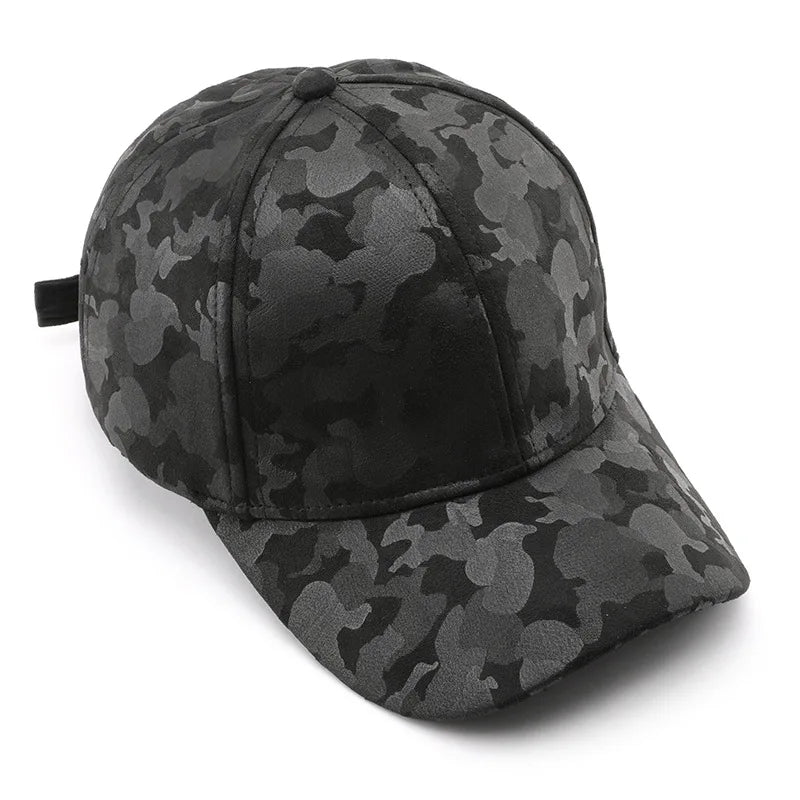 Leather Suede PU Camouflage Baseball Cap