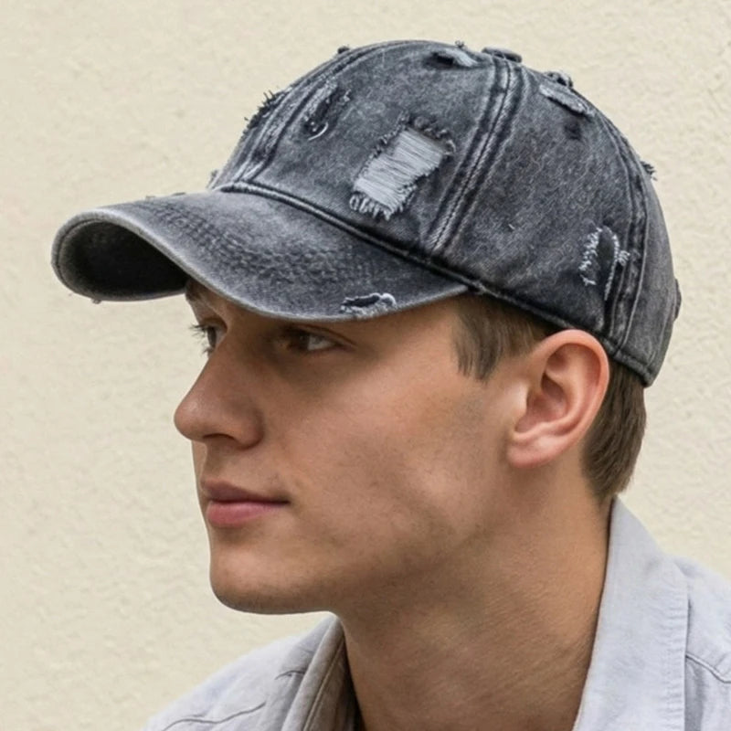 Y2K Style Cowboy Hole Washed Baseball Caps